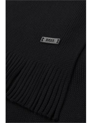 Sciarpa Boss uomo in lana nera lavorazione Raschel in UOMO