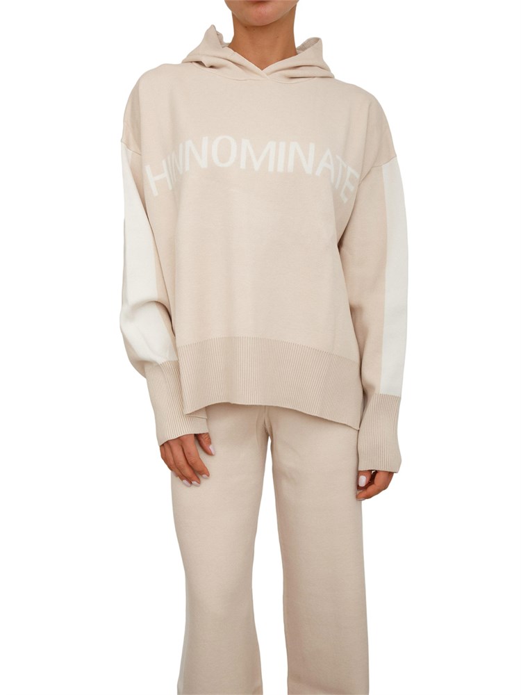 Maglia donna Hinnominate in misto viscosa beige e bianco