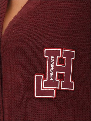 Cardigan college Hinnominate donna in lana e viscosa bordeaux in DONNA