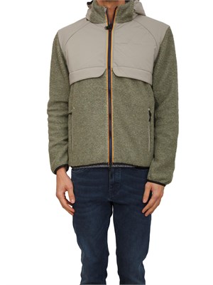 Giubbino uomo Bauges K-Way in tessuto e lana verde in UOMO