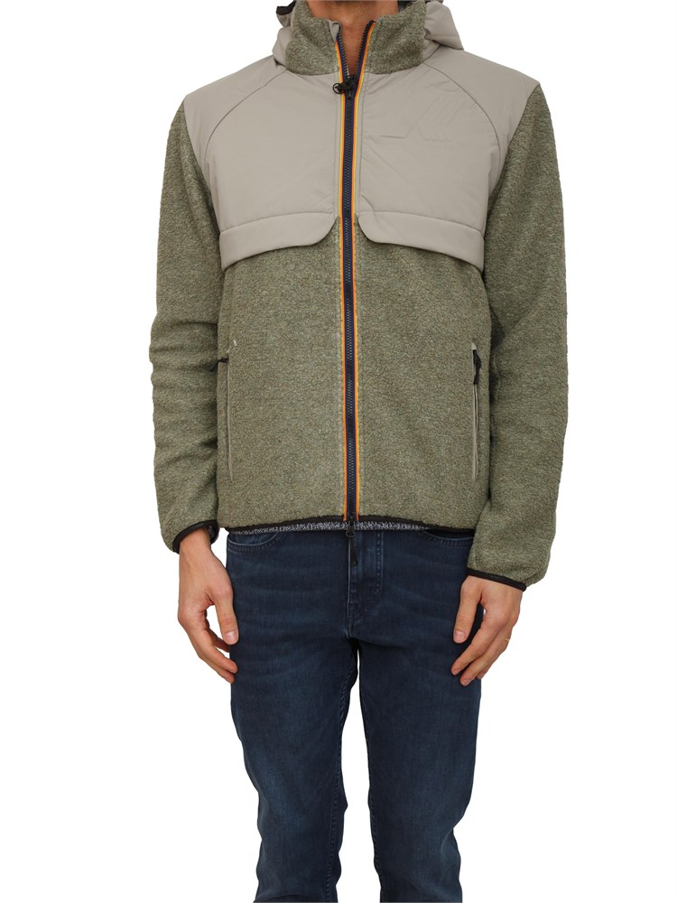 Giubbino uomo Bauges K-Way in tessuto e lana verde