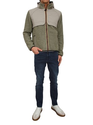 Giubbino uomo Bauges K-Way in tessuto e lana verde in UOMO