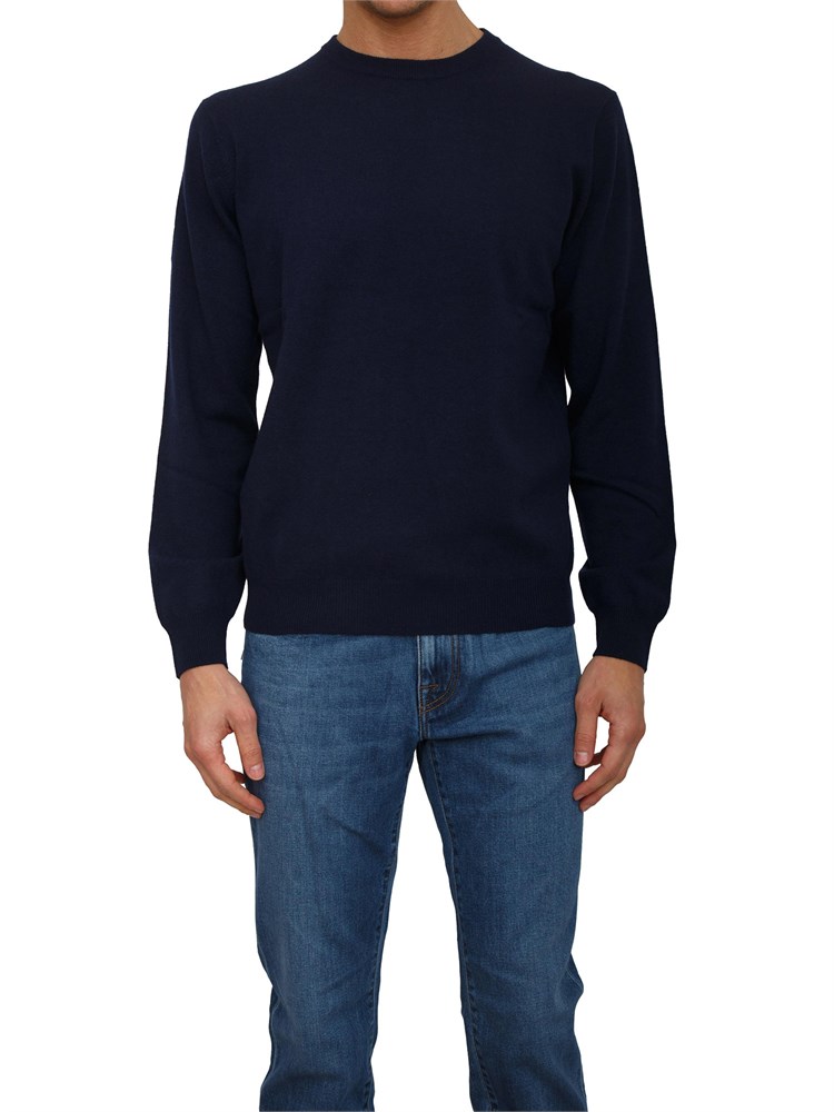 Maglia girocollo Corneliani in lana e cashmere blu