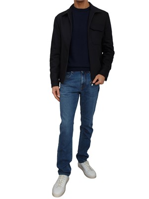 Maglia girocollo Corneliani in lana e cashmere blu in UOMO