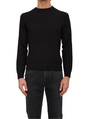 Maglia girocollo Corneliani in lana nera in UOMO