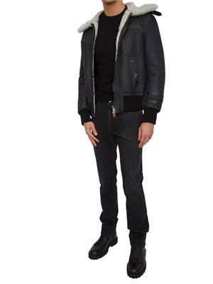 Maglia girocollo Corneliani in lana nera in UOMO