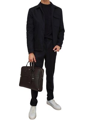 Maglia girocollo Corneliani in lana blu in UOMO