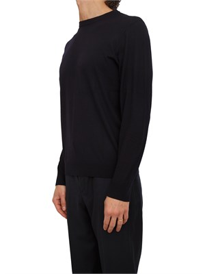 Maglia girocollo Corneliani in lana blu in UOMO