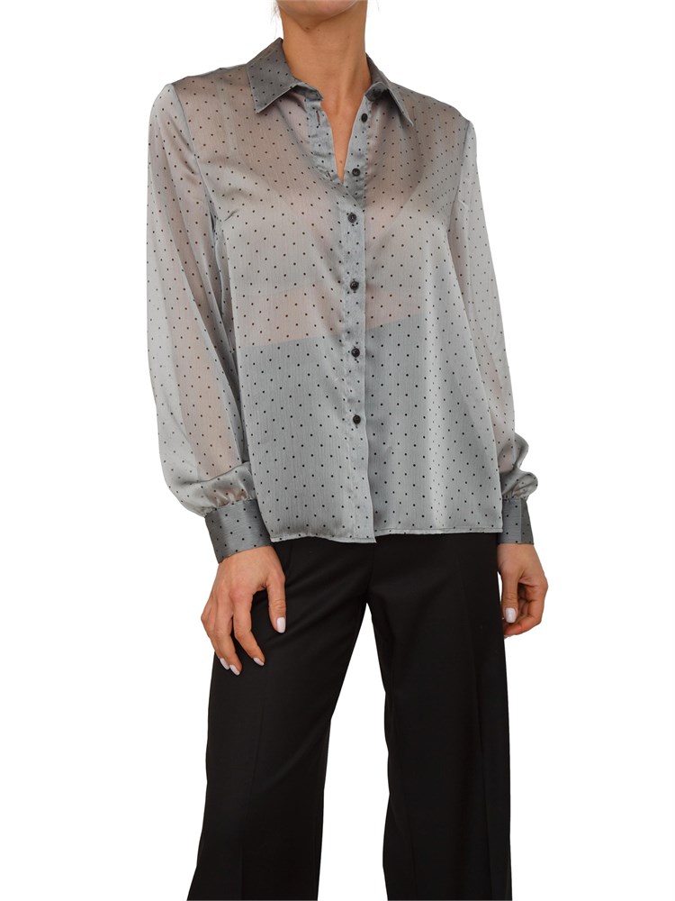 Camicia Amede Kocca in tessuto semi trasparente grigio a pois