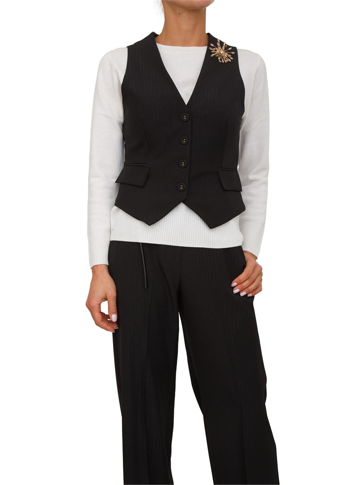 Gilet Elita Kocca nero con spilla