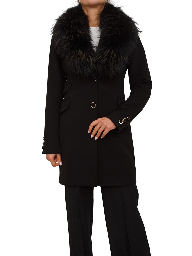 Cappotto Jolukafur Kocca in misto viscosa nero