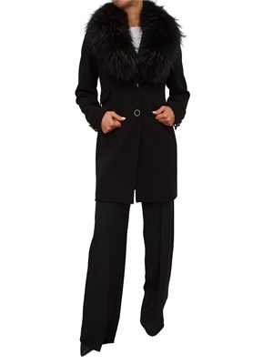 Cappotto Jolukafur Kocca in misto viscosa nero in DONNA