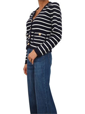 Cardigan Camlost in misto lana blu a righe bianche in DONNA