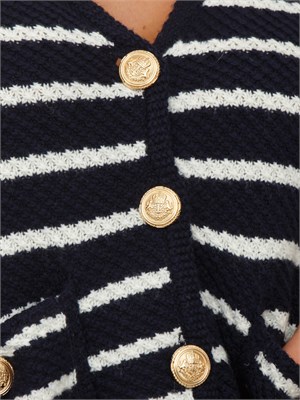 Cardigan Camlost in misto lana blu a righe bianche in DONNA