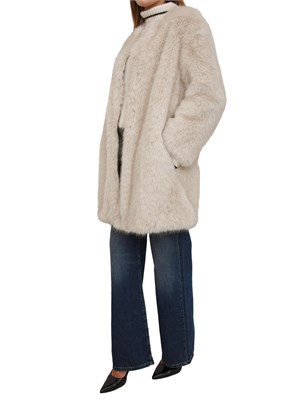 Pelliccia midi Eros Max Mara in tessuto effetto faux fur avorio in DONNA