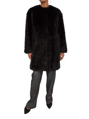 Pelliccia midi Eros Max Mara in tessuto effetto faux fur nera in DONNA