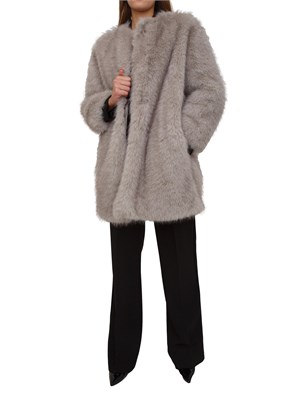 Pelliccia midi Eros Max Mara in tessuto effetto faux fur grigia in DONNA