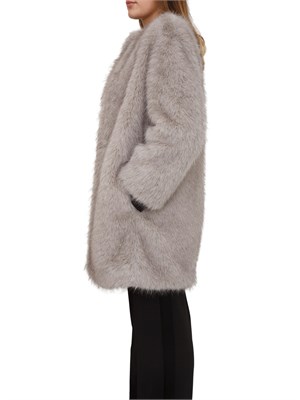Pelliccia midi Eros Max Mara in tessuto effetto faux fur grigia in DONNA