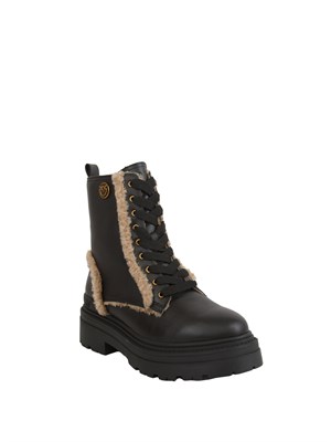 Stivali Pinko Mia 18 in pelle nera con ecopelliccia Aspen in DONNA