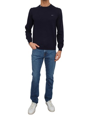 Maglia uomo Sun68 in lana e cotone blu in UOMO