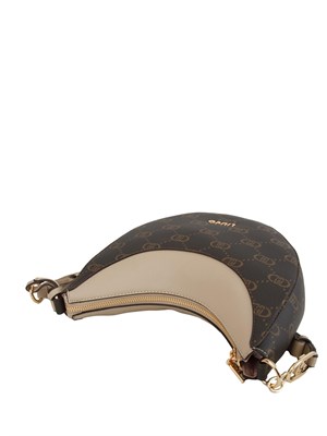 Borsa hobo Liu Jo in ecopelle marrone e beige con logo all over in DONNA