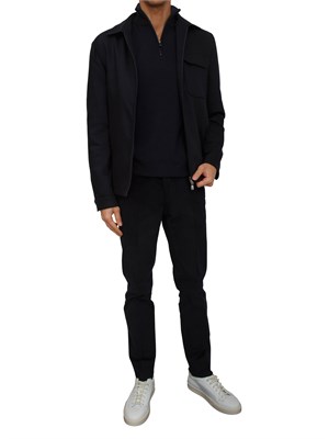 Maglia collo alto Corneliani con mezza zip in lana e cashmere blu in UOMO