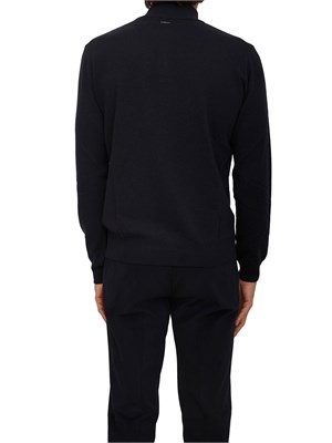 Maglia collo alto Corneliani con mezza zip in lana e cashmere blu in UOMO