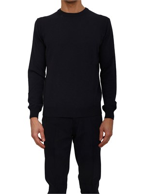 Maglia girocollo Corneliani uomo in lana e cashmere blu in UOMO