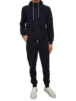 Felpa Corneliani in misto cotone blu con zip e cappuccio in UOMO