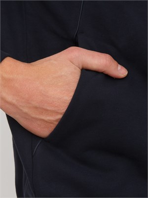 Felpa Corneliani in misto cotone blu con zip e cappuccio in UOMO