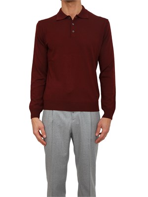 Polo Corneliani in pura lana vergine rosso in UOMO