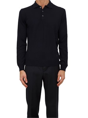 Polo Corneliani in pura lana vergine blu in UOMO