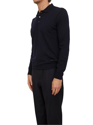 Polo Corneliani in pura lana vergine blu in UOMO