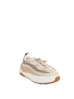 Sneakers Moon247 Xlace Moon Boot in pelle e tessuto beige in DONNA