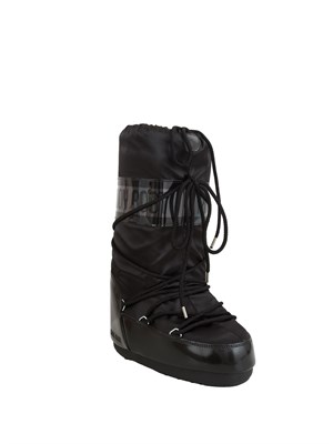 Moon Boot Icon Glace in raso nero in DONNA