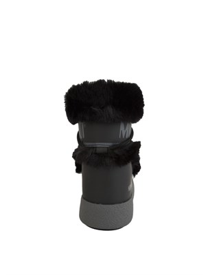 Stivale Ltrack Low Faux-Fur Moon Boot in pelle ed ecopelliccia neri in DONNA