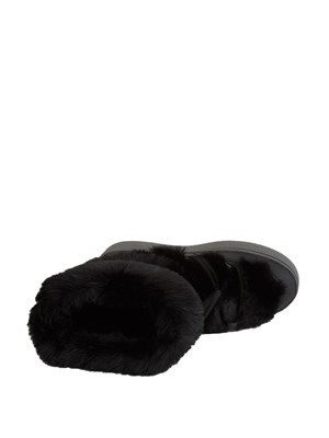 Stivale Ltrack Low Faux-Fur Moon Boot in pelle ed ecopelliccia neri in DONNA