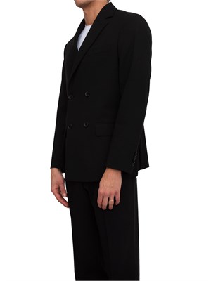 Giacca doppiopetto Armani Exchange in misto lana e viscosa nera in UOMO