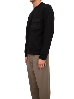 Felpa girocollo uomo Emporio Armani in double jersey nero in UOMO