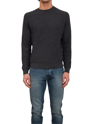 Maglia girocollo uomo Emporio Armani in pura lana vergine grigia in UOMO