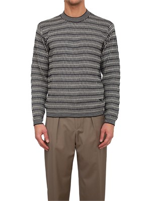 Maglia uomo Emporio Armani in pura lana vergine beige e blu in UOMO