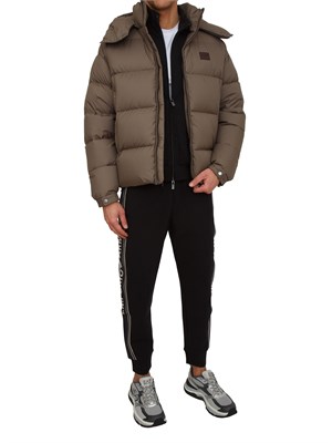 Felpa uomo Emporio Armani in double jersey nero con logo jacquard in UOMO