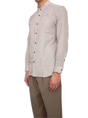 Camicia uomo Emporio Armani in misto cotone a righe beige in UOMO