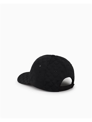 Cappello da baseball Emporio Armani in tessuto nero jacquard logo in UOMO
