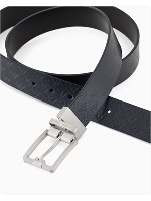 Cintura uomo Emporio Armani in pelle nera in UOMO