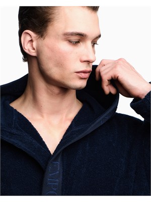 Accappatoio Emporio Armani in spugna blu in UOMO