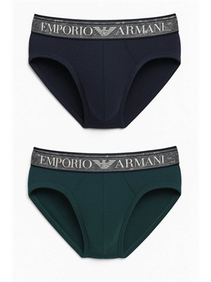 Pack 2 slip Emporio Armani in cotone stretch bicolor in UOMO