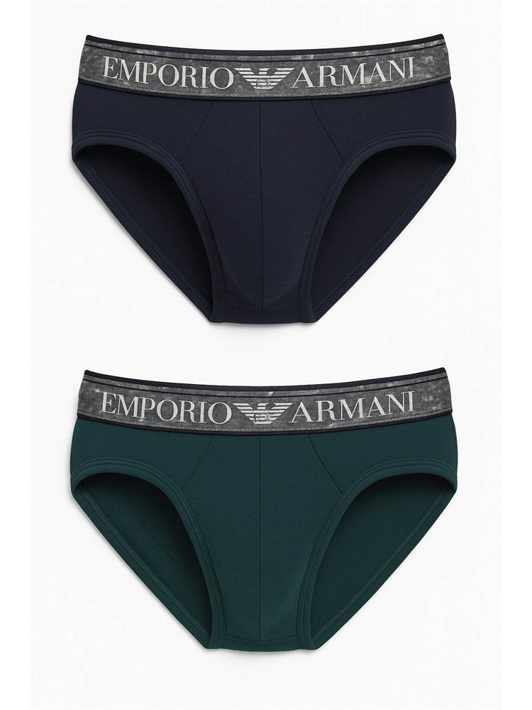 Pack 2 slip Emporio Armani in cotone stretch bicolor