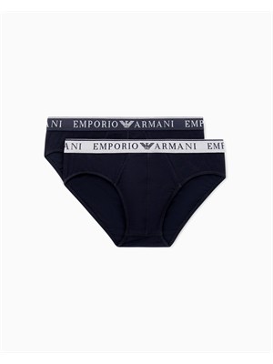 Pack 2 slip Emporio Armani in cotone stretch nero in UOMO