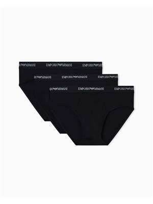 Pack 3 slip Emporio Armani in cotone stretch nero in UOMO
